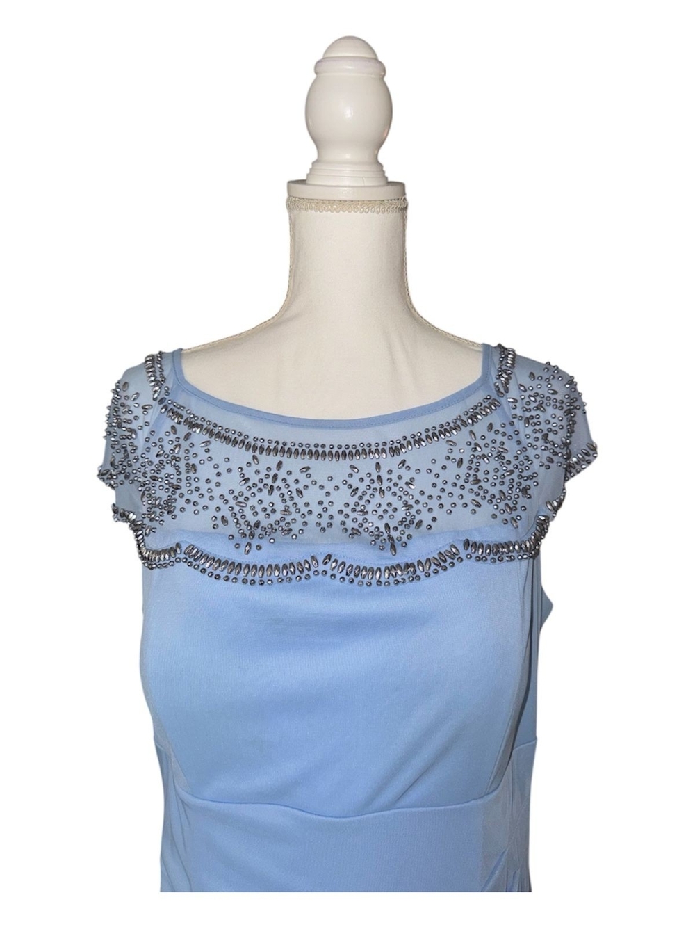 MSK Light Blue One-Shoulder Beaded Evening Gown - Picture 2 of 4